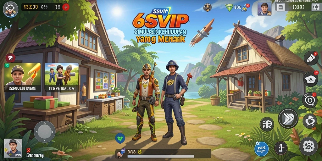 Screenshot utama 6SVIP menampilkan karakter yang berinteraksi dalam gameplay simulasi.
