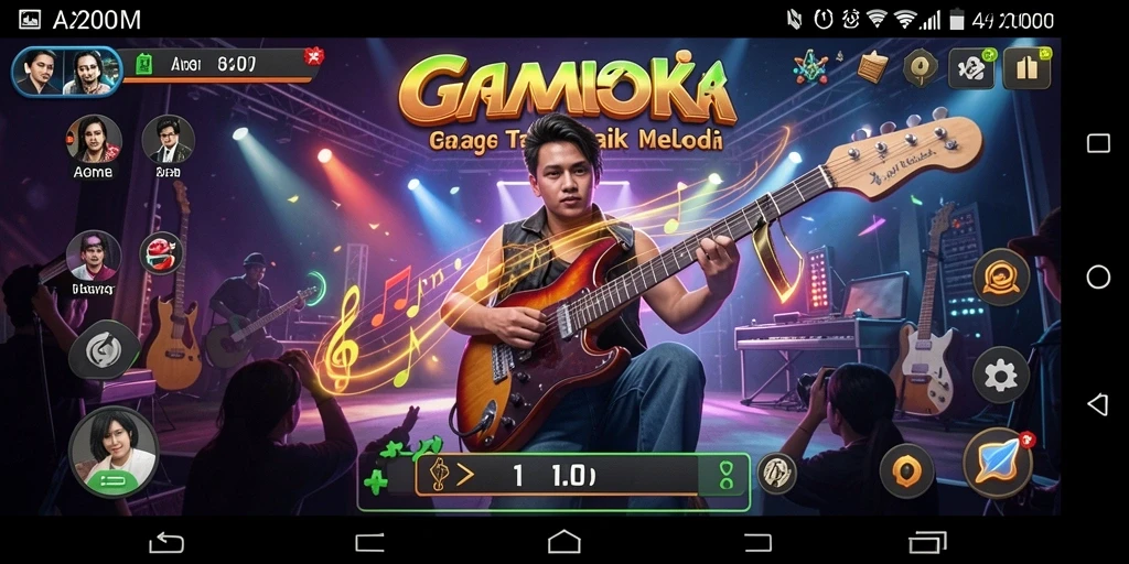Gambar menampilkan pemain menikmati gameplay musik yang menarik.