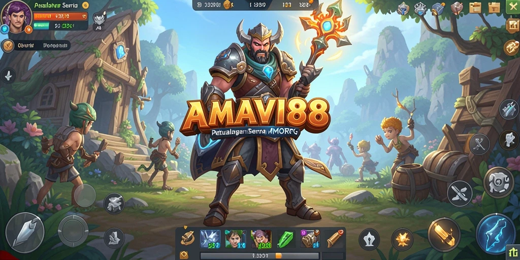 Tampilan gameplay MMORPG AMAVI88 dengan aksi yang seru dan lingkungan yang menarik.