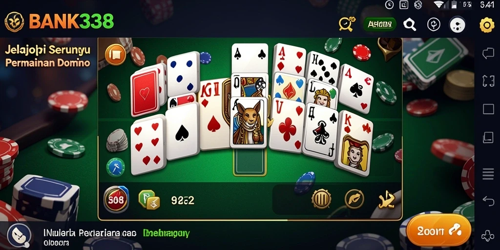 Tampilan screenshot utama BANK338 dengan gameplay Domino yang seru.