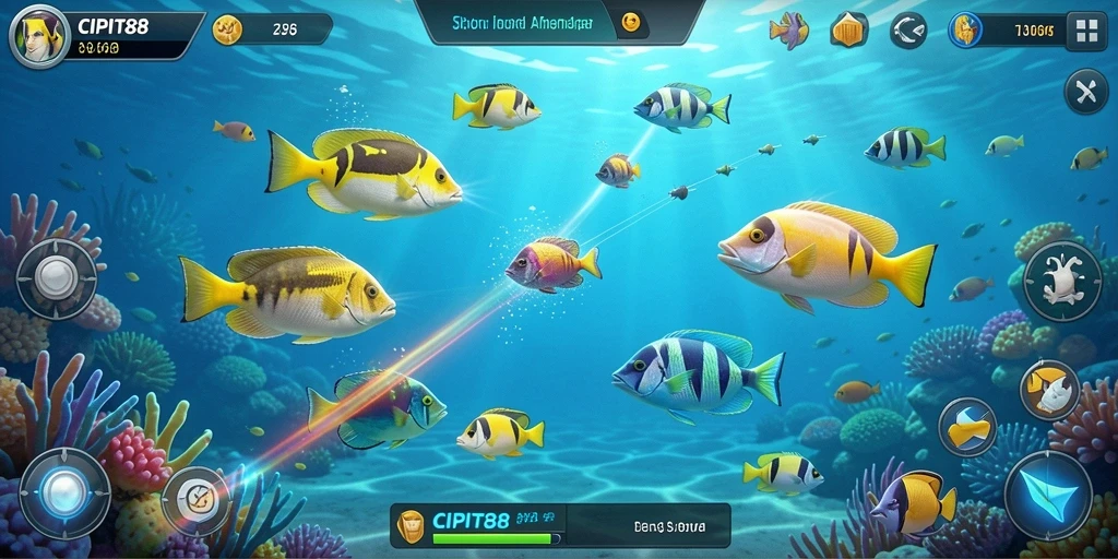 Tangkapan layar dari gameplay Tembak Ikan yang seru di CIPIT88.