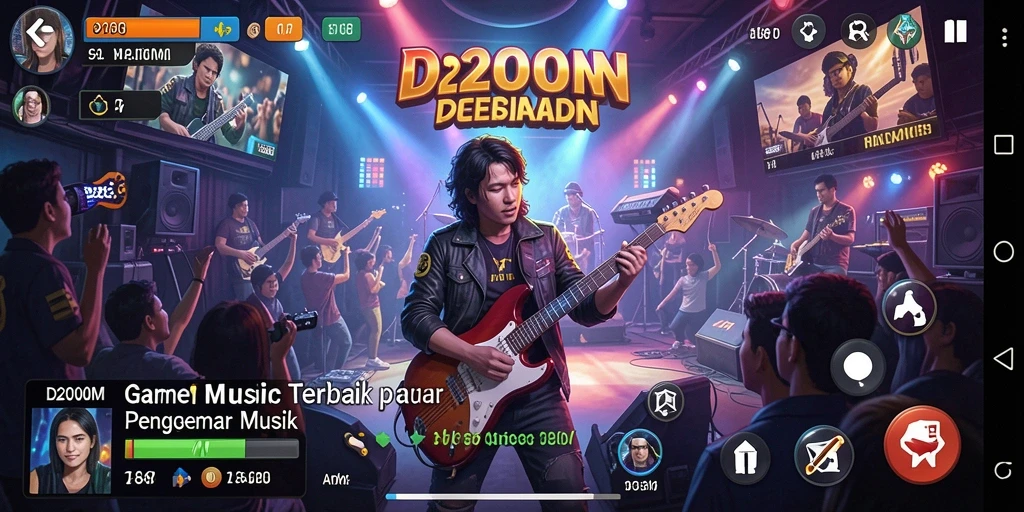 Tampilan gameplay D200M menampilkan pemain yang menikmati permainan musik seru.