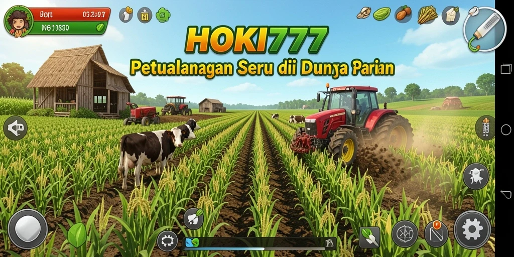 Screenshot HOKI777 menampilkan aktivitas seru dalam bertani.