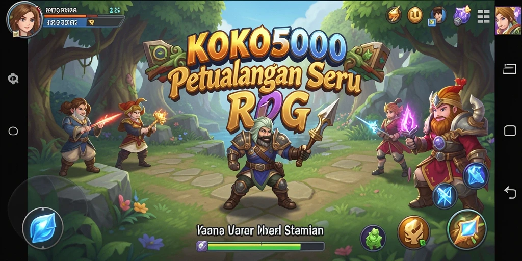 Tangkapan layar menampilkan aksi seru dalam KOKO5000 dengan karakter yang berinteraksi dalam dunia RPG.