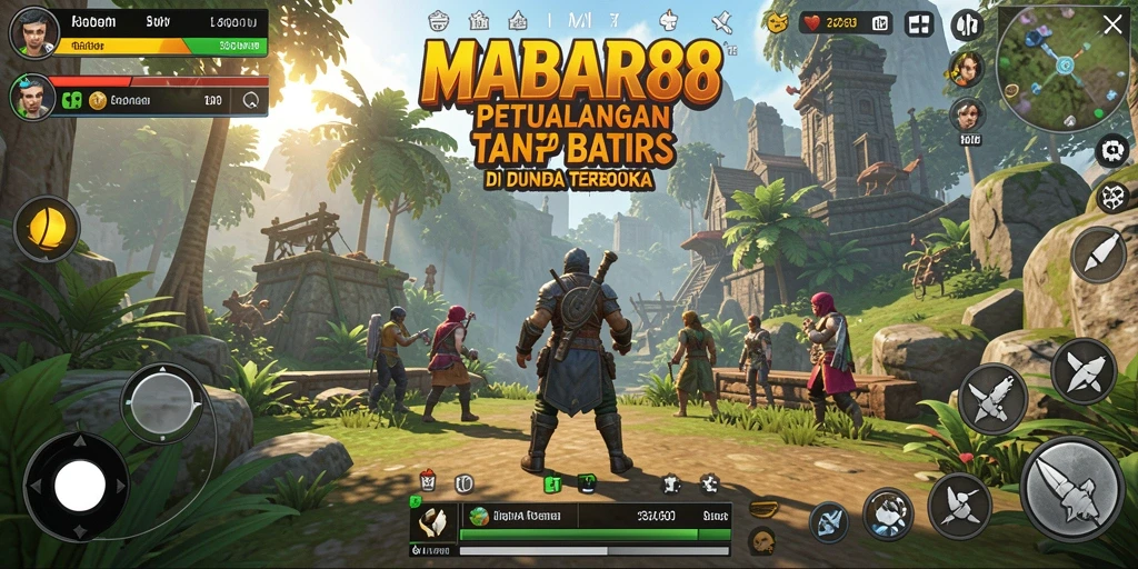 Screenshot gameplay MABAR88 yang menampilkan petualangan di dunia terbuka.