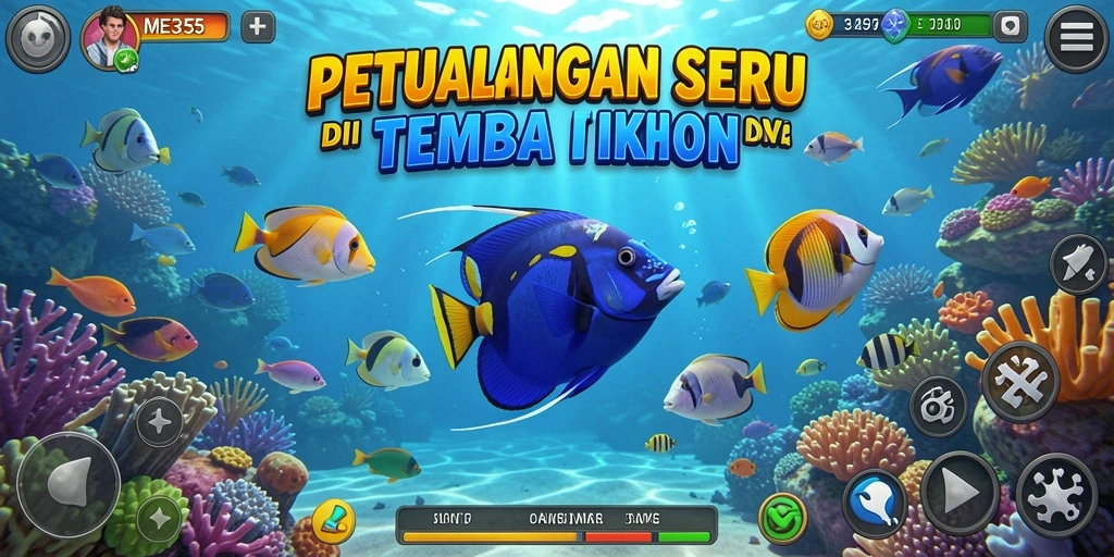Tampilan seru gameplay Tembak Ikan ME355 dengan aksi menembak ikan.