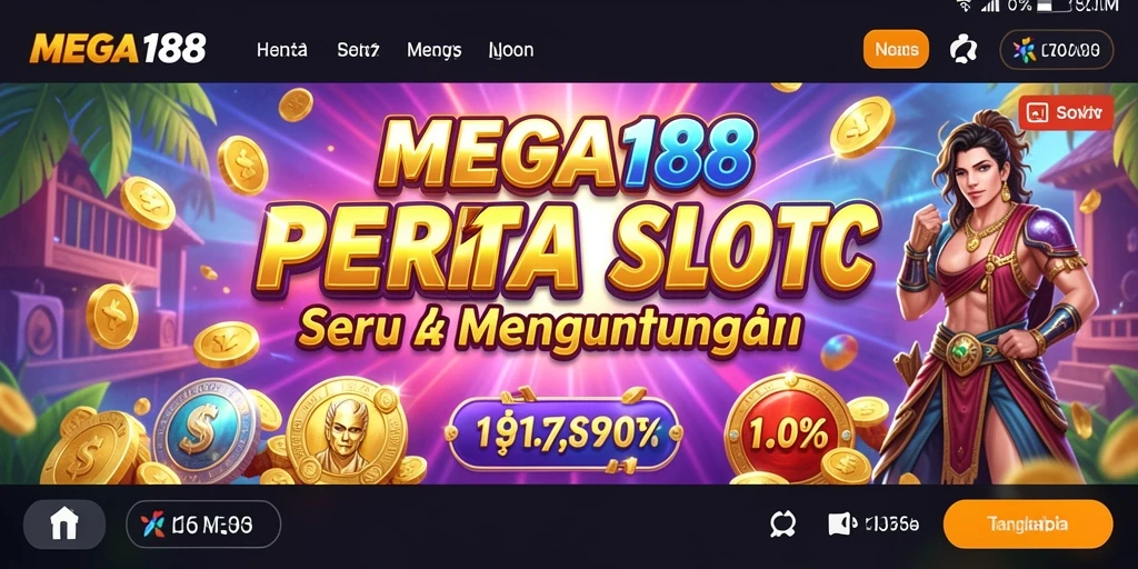 Screenshot MEGA188 menampilkan gameplay menarik slot dengan efek visual yang memukau.