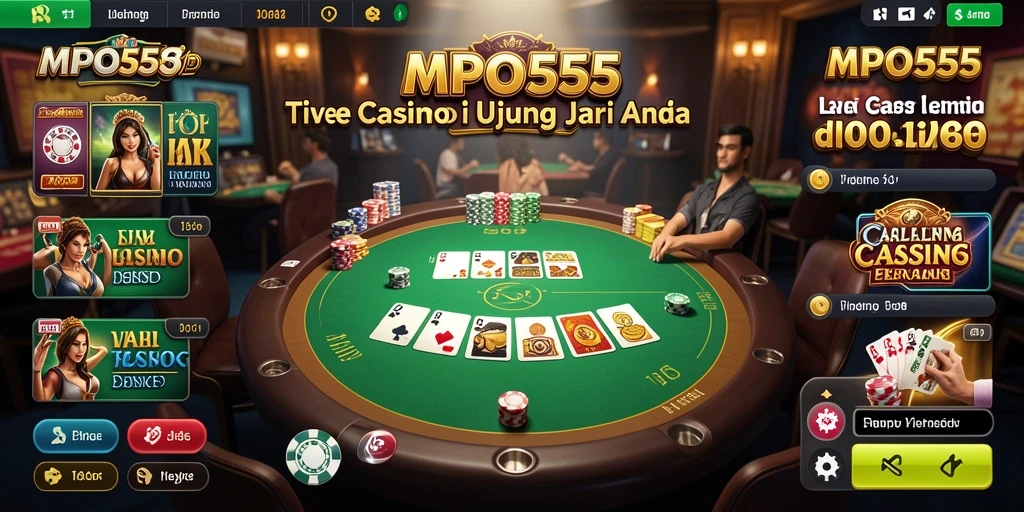 Screenshot gameplay MPO555 menampilkan dealer yang bersiap untuk permainan Live Casino.