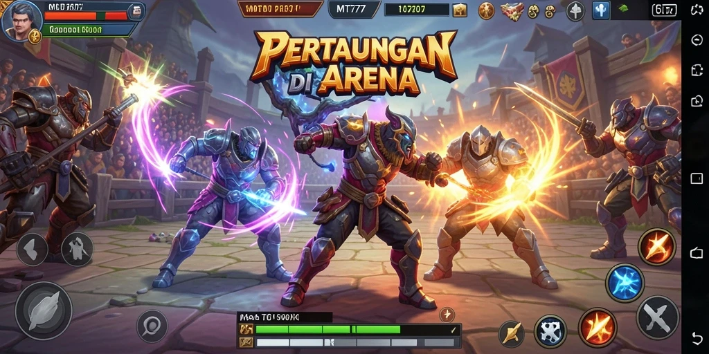Tampilan screenshot gameplay MT777 menampilkan pertarungan seru dan karakter yang dinamis.