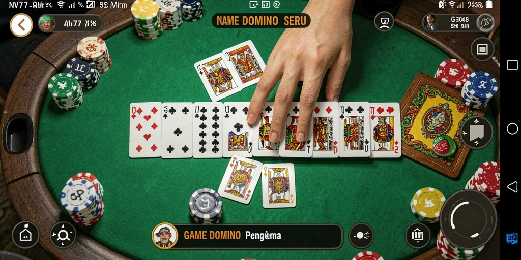 Tampilan gameplay seru di NV77, nikmati Domino secara nyata.