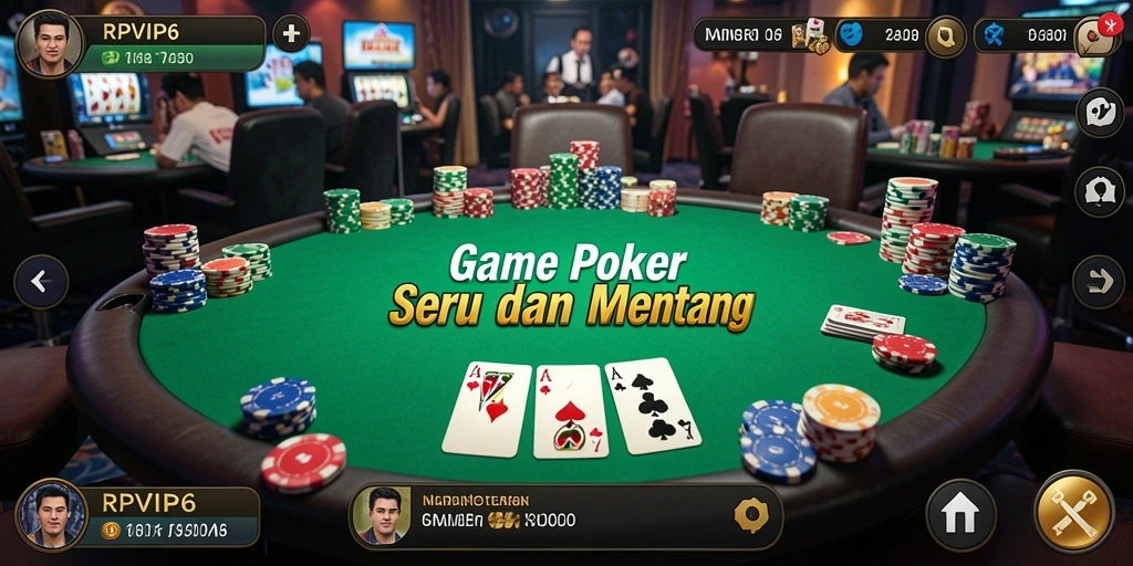 Screenshot gameplay RPVIP6 yang menampilkan suasana seru permainan Poker.