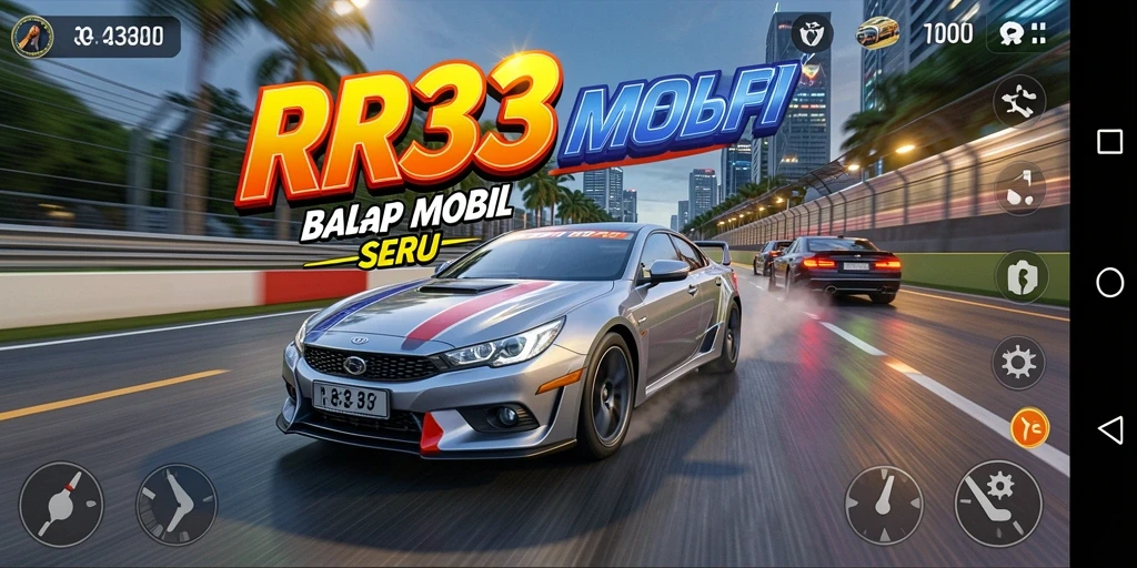 Screenshot dari gameplay balap yang mendebarkan di RR33.